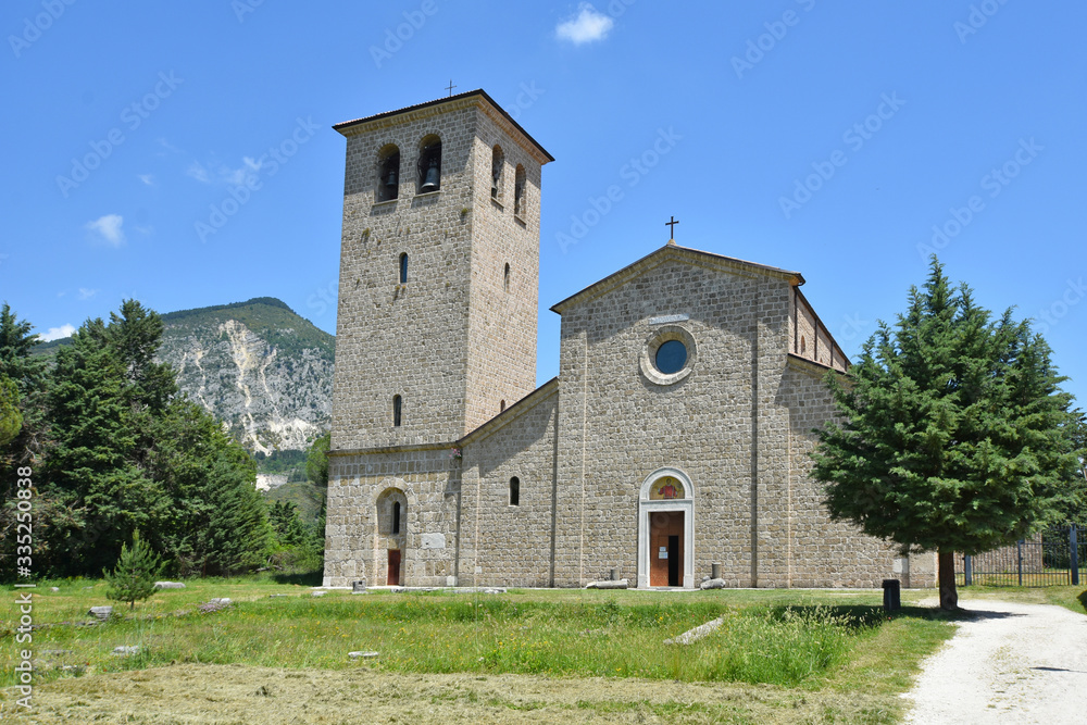 Abbey of San Vincenzo al Volturno, Italy, 06/02/2018. Facade of the church 