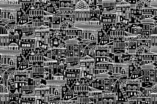 Abstract architectural seamless pattern of southen urban development.