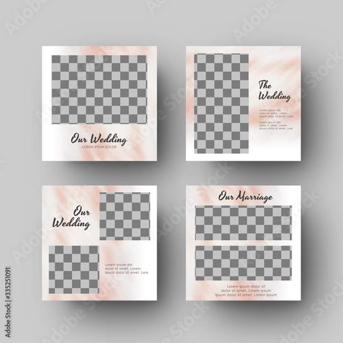 Minimalist Retro Social Media Feed Post Wedding Collage Banner Template