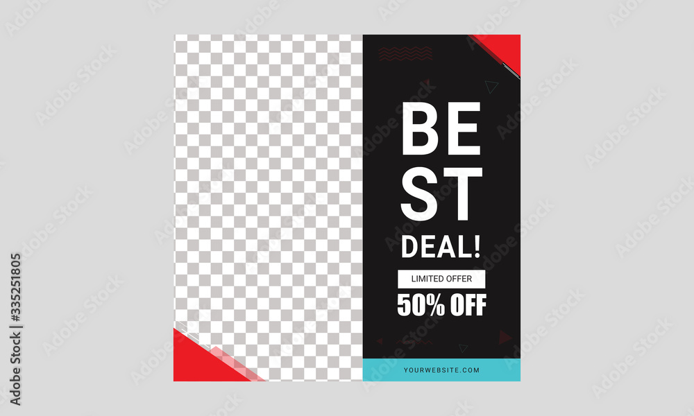 Naklejka premium Modern promotion square web banner for social media mobile apps. Elegant sale and discount promo backgrounds for digital marketing graphic elements