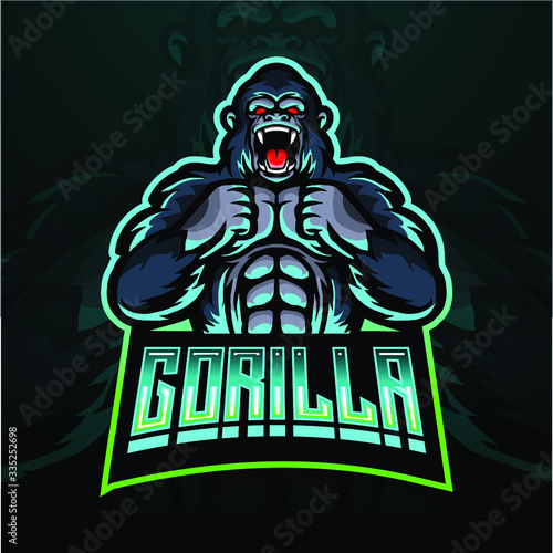 Gorilla or ape esport logo mascot design