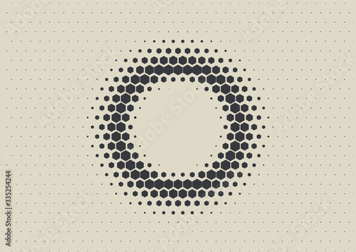 2D Abstract Geometric Wave Hex Halftone Pattern