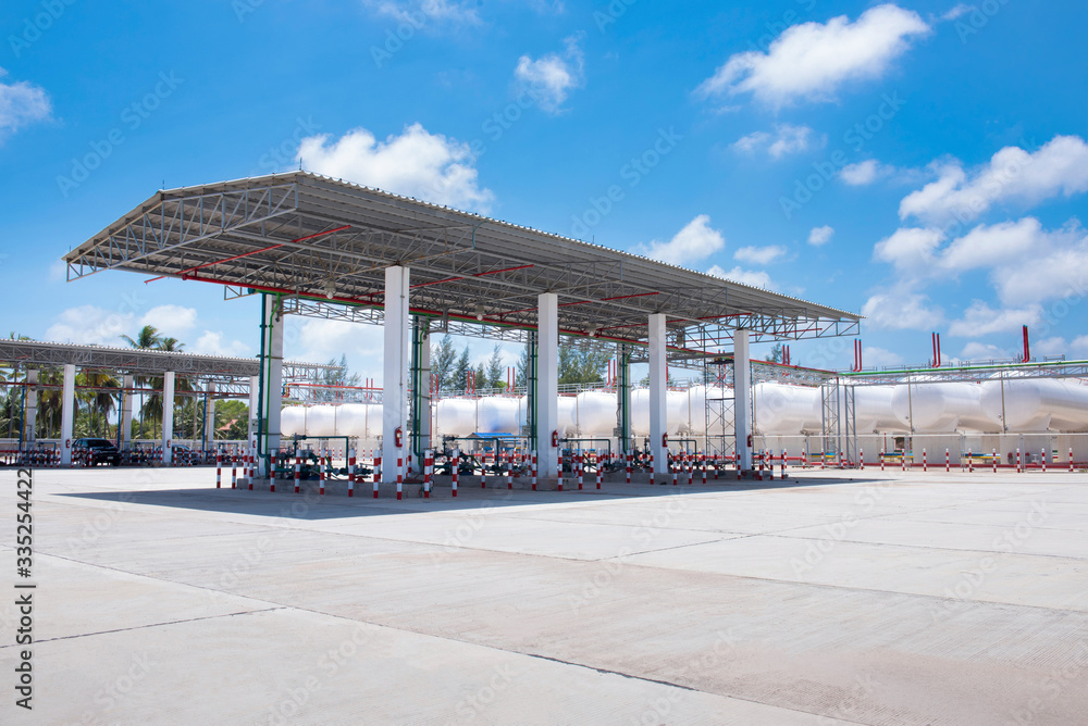 gas station and fuel pumps