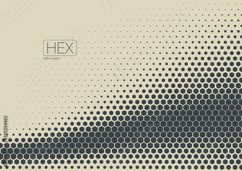 2D Abstract Geometric Wave Hex Halftone Pattern