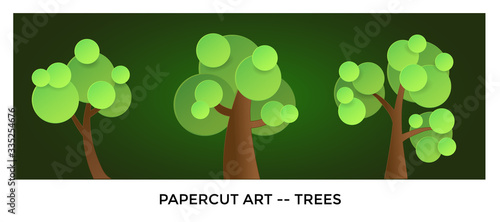 Papercut art element. Variation of three different tree designs. Can be used as part of a papercut design work. 