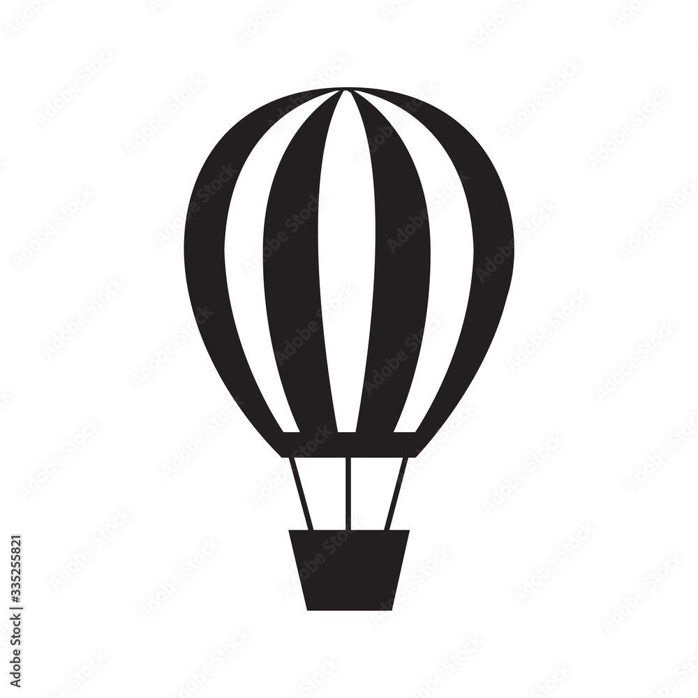 Naklejka premium Hot air balloon icon black silhouette flat design style symbol vector illustration