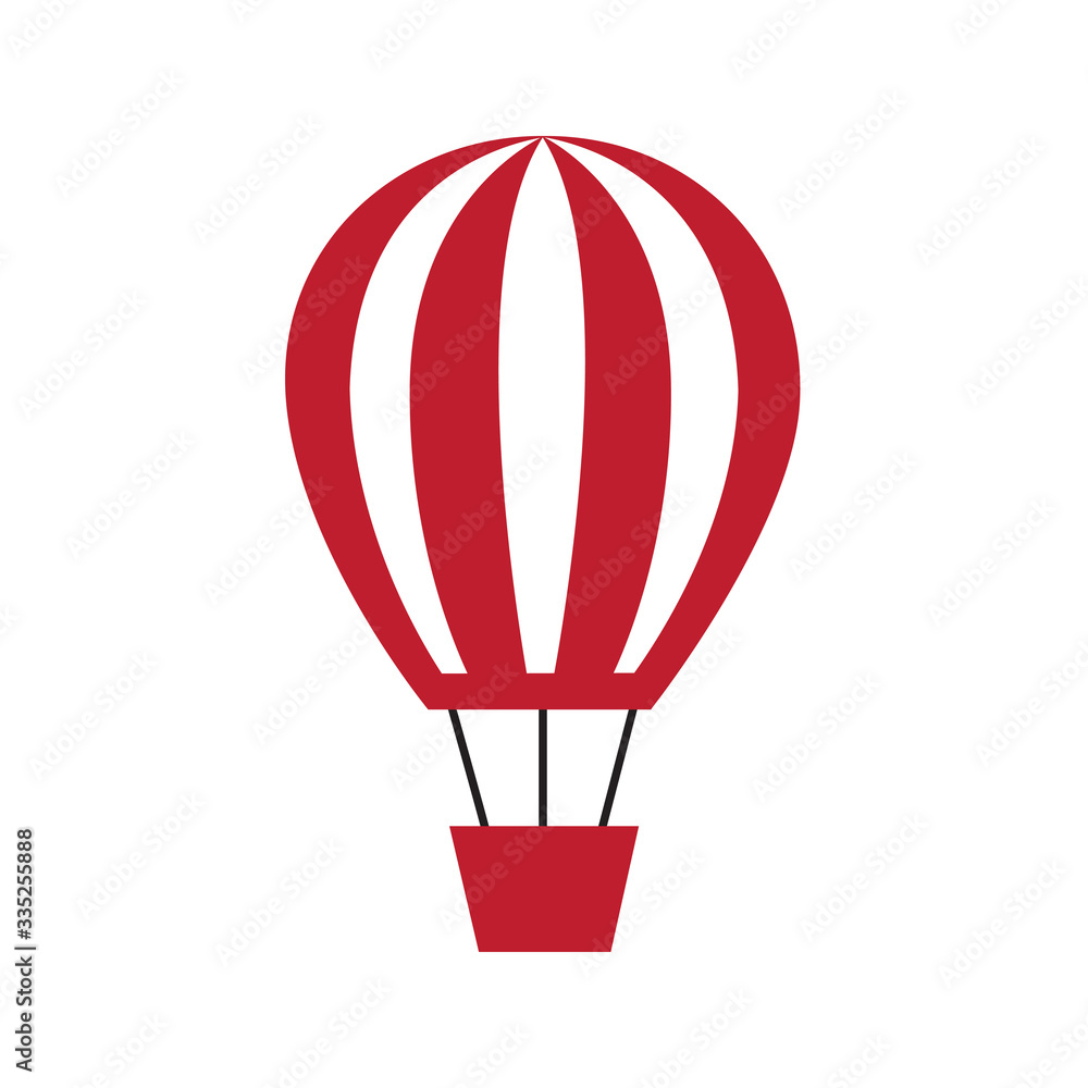 Naklejka premium Hot air balloon icon black silhouette flat design style symbol vector illustration