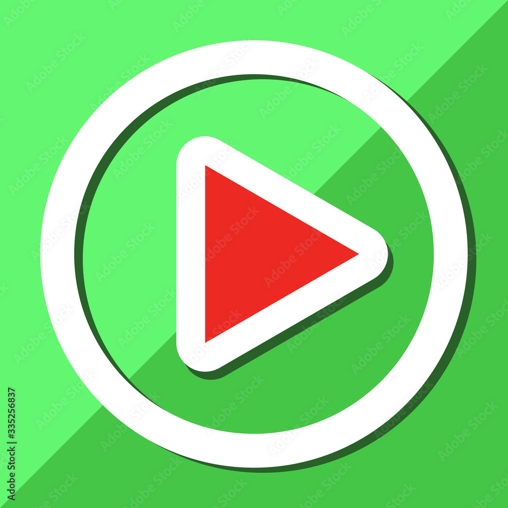 Play Icon, Green Background Red Button Play Icon, Green Background Red Button