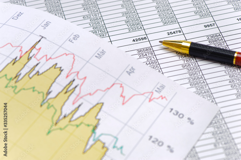 Chart of the stock exchange and financial tables Chart of the stock exchange and financial tables