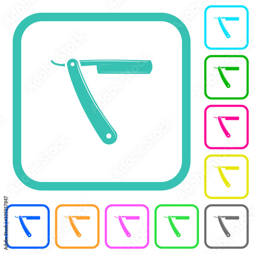 Straight razor vivid colored flat icons photo