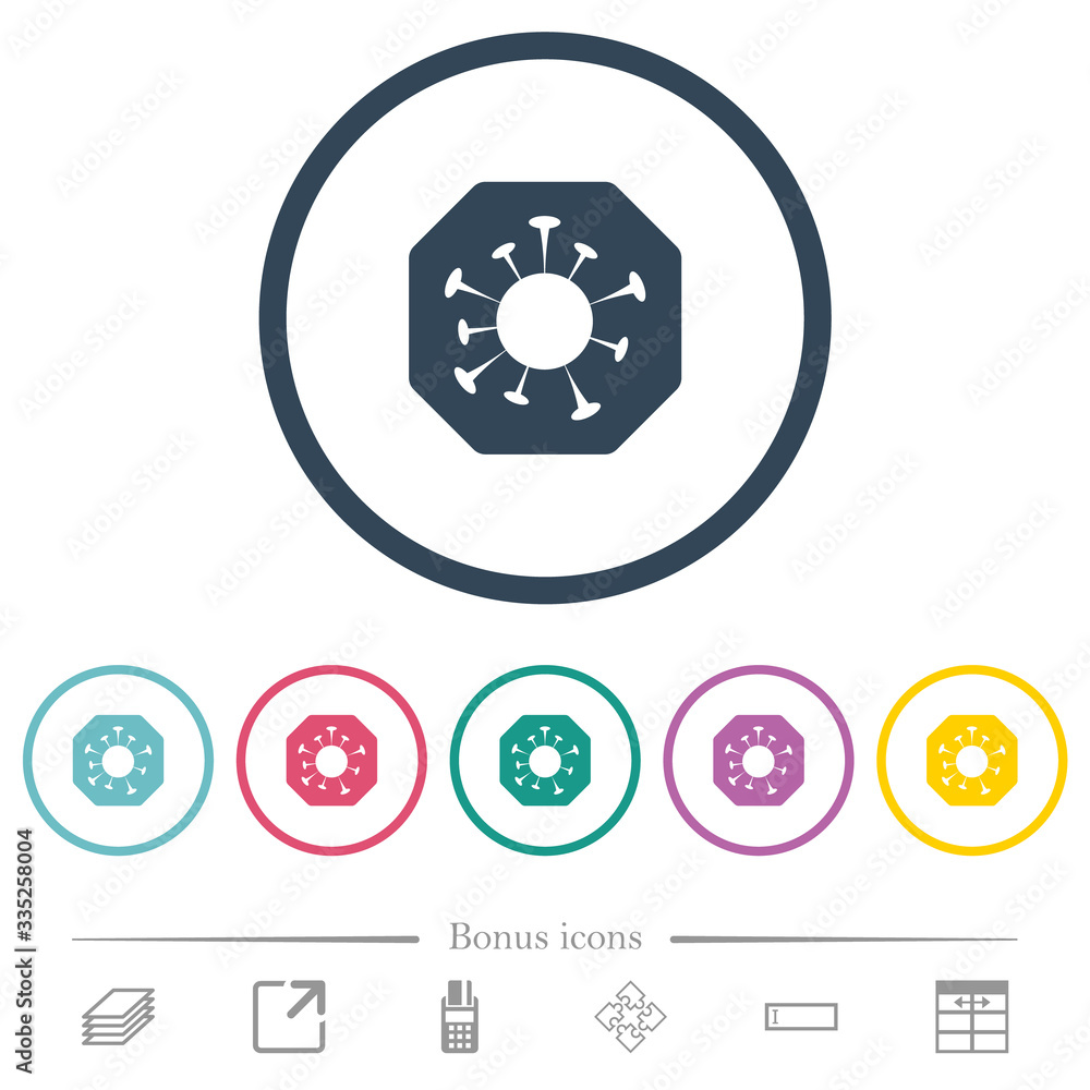 Stop covid flat color icons in round outlines Stop covid flat color icons in round outlines