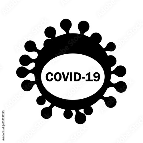 Coronavirus 2019-nCoV.  Corona virus icon.  Chinese coronavirus COVID-19.  Black on white background isolated.