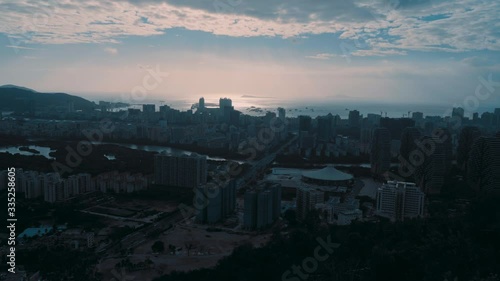 top view on seaside city in China modern architecture in Sanya