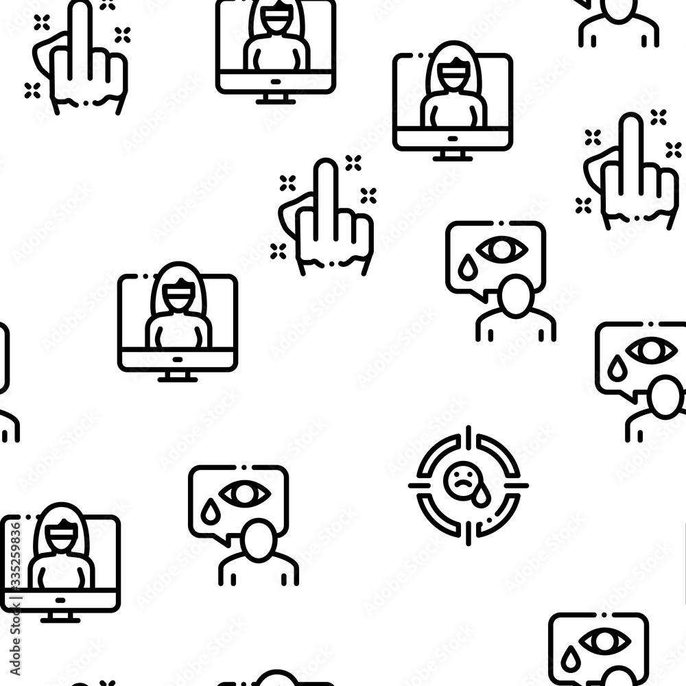 Bullying Aggression Seamless Pattern Vector Thin Line. Illustrations Bullying Aggression Seamless Pattern Vector Thin Line. Illustrations