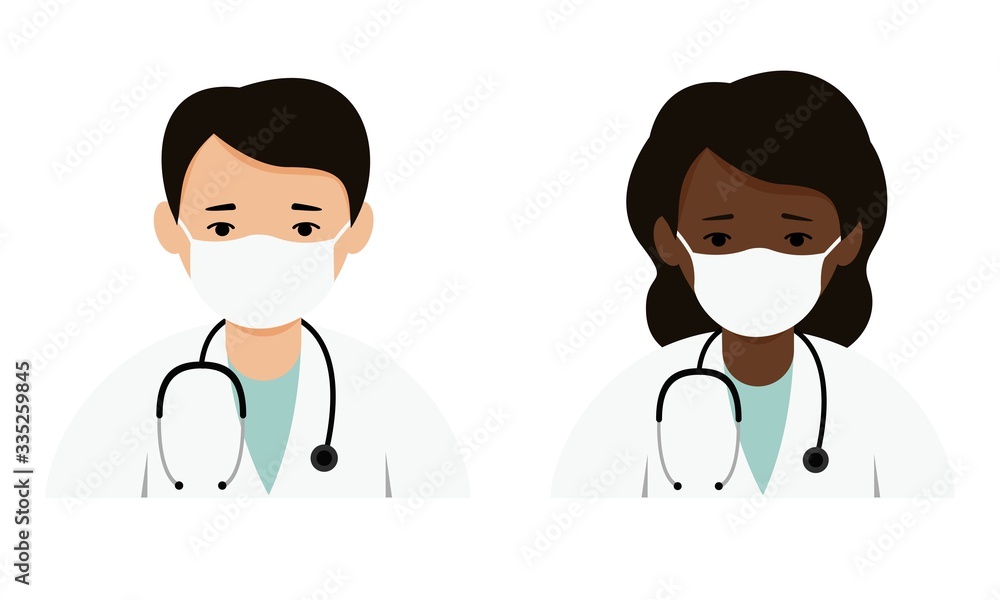 Male and female doctor in medical uniform with a stethoscope. Male and female doctor in medical uniform with a stethoscope.