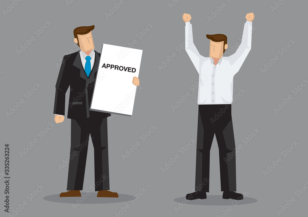 Businessmen Holding Approval Letter Cartoon Vector Illustration Businessmen Holding Approval Letter Cartoon Vector Illustration