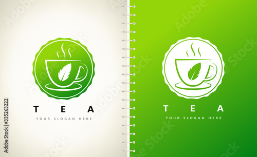 Tea cup logo vector design.