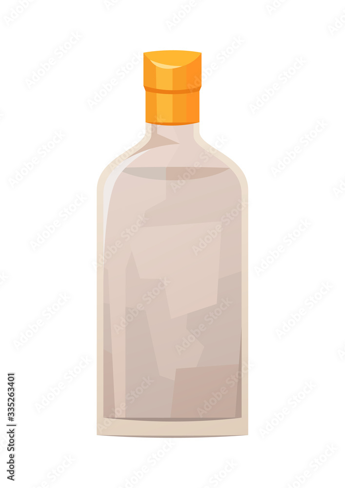 Glass bottle of gin on white background Glass bottle of gin on white background