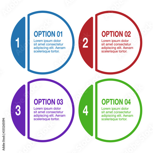 Four steps or options infographic template with numbers/ Set of labels