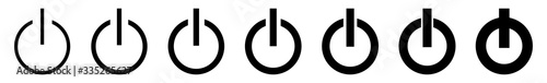 Power Button Icon Black Line | On Off Buttons Illustration | Start Symbol | Shutdown Logo | Logout Sign | Isolated | Variations