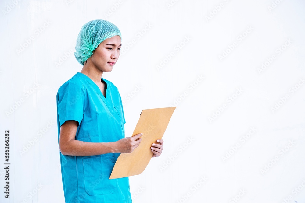 Asian hospital staff is on duty working in shift