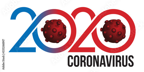 Concept de la catastrophe sanitaire mondiale avec la pandémie de coronavirus montrant deux silhouettes de microbe qui forment les zéros de l’année 2020.