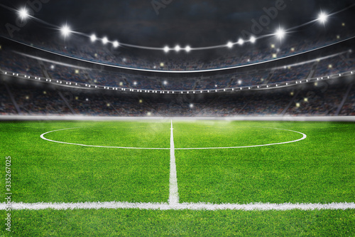The soccer stadium with the ball on the line