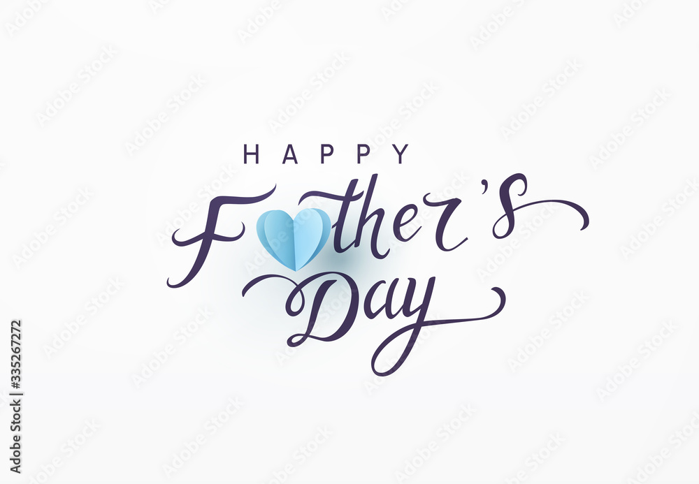 Father's day greeting card. Vector banner for dad with blue paper heart. Symbol of love and calligraphy text on white background.
Father's day greeting card. Vector banner for dad with blue paper heart. Symbol of love and calligraphy text on white background.