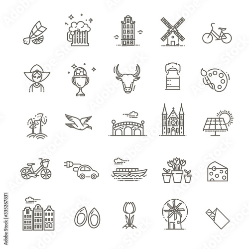Holland flat icons set