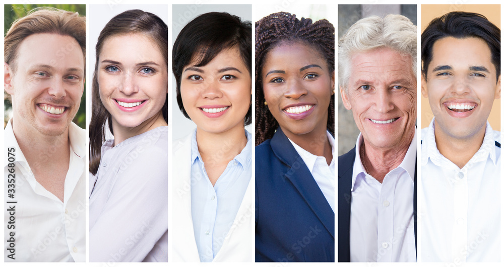 Positive diverse business professionals portrait set. Smiling happy men ...