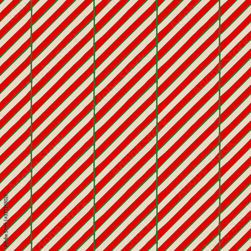 Abstract seamless pattern of oblique intermittent red and white strips