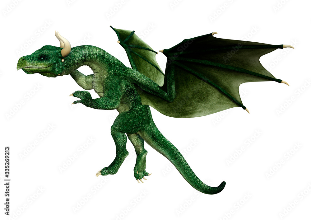 Fototapeta premium 3D Rendering Fairy Tale Dragon on White