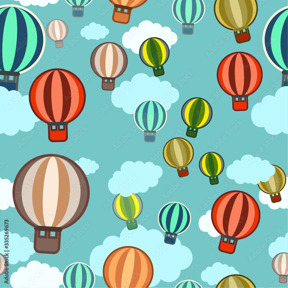 seamless background, pattern. Baby shower - flying balloon