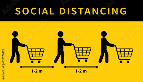 Social distancing. Keep the 1-2 meter distance in stores. During the coronavirus epidemic. Vector illustration