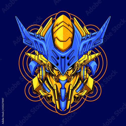 
Vector illustration, Mecha head with sacred geometry pattern
