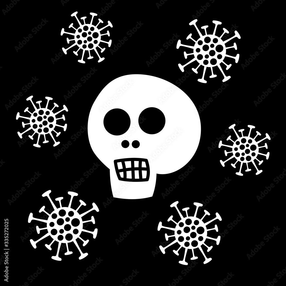 Human skulls, white sketch on a black background. Symbol of danger and fear. Vector graphics Human skulls, white sketch on a black background. Symbol of danger and fear. Vector graphics