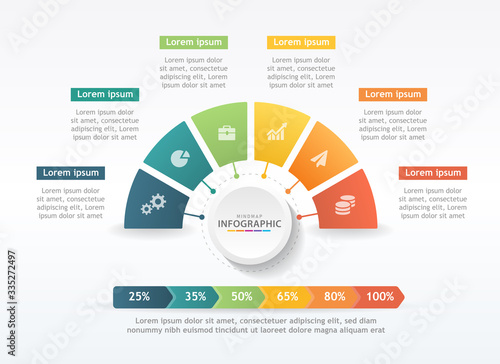 Infographic template for business. 6 Steps Modern Mindmap diagram with graphs, presentation vector infographic.