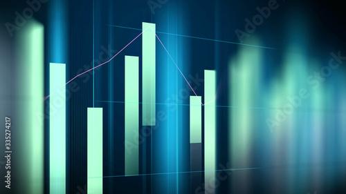 Technical financial graph on technology abstract background. Trading and investments illustration. 4K resolution.