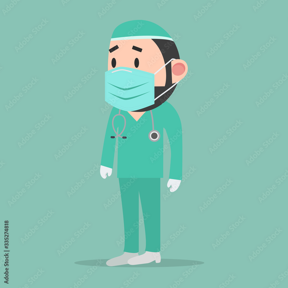 doctor wearing Medical mask cartoon vector