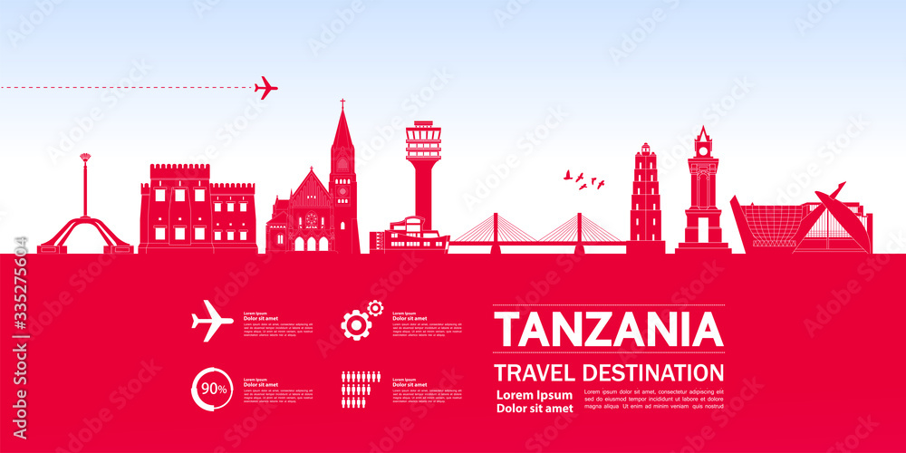 Tanzania travel destination grand vector illustration. 