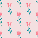 Red bluebell flowers seamless repeat vector pattern for wrapping paper.prints,fabrics,textile.