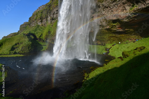 waterfall in in Iceland  with rainbow