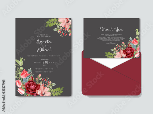 beautiful floral wedding invitation card