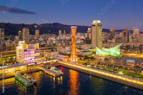 skyline cityscape of Kobe  Japan