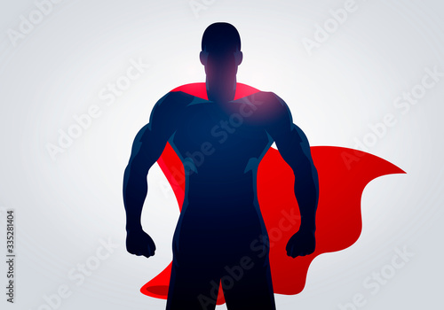 Obraz na płótnie Vector Illustration Superhero In Strong Pose With Cape