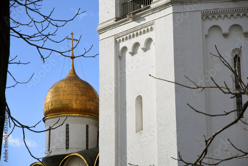 Architecture of Moscow Kremlin. Popular landmark.