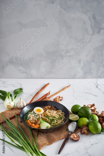 Vegetarian ramen noodle soup photo