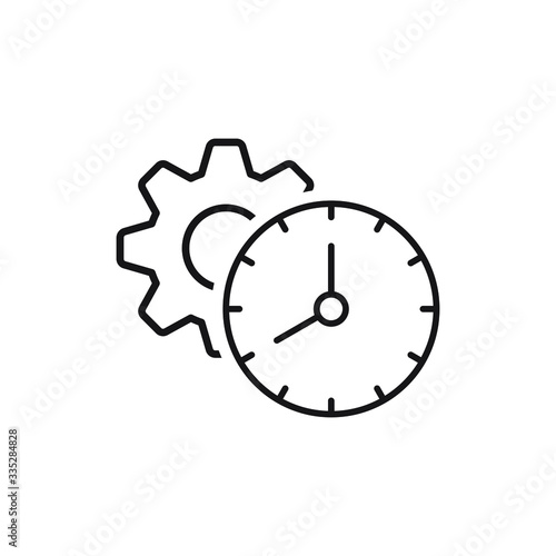 Time management vector icon. Clock and gear icon.