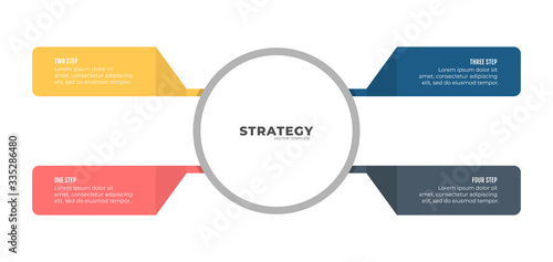 Business Infographic template. Data Visualization concept with circle and 4 number options, steps. Vector illustration. 