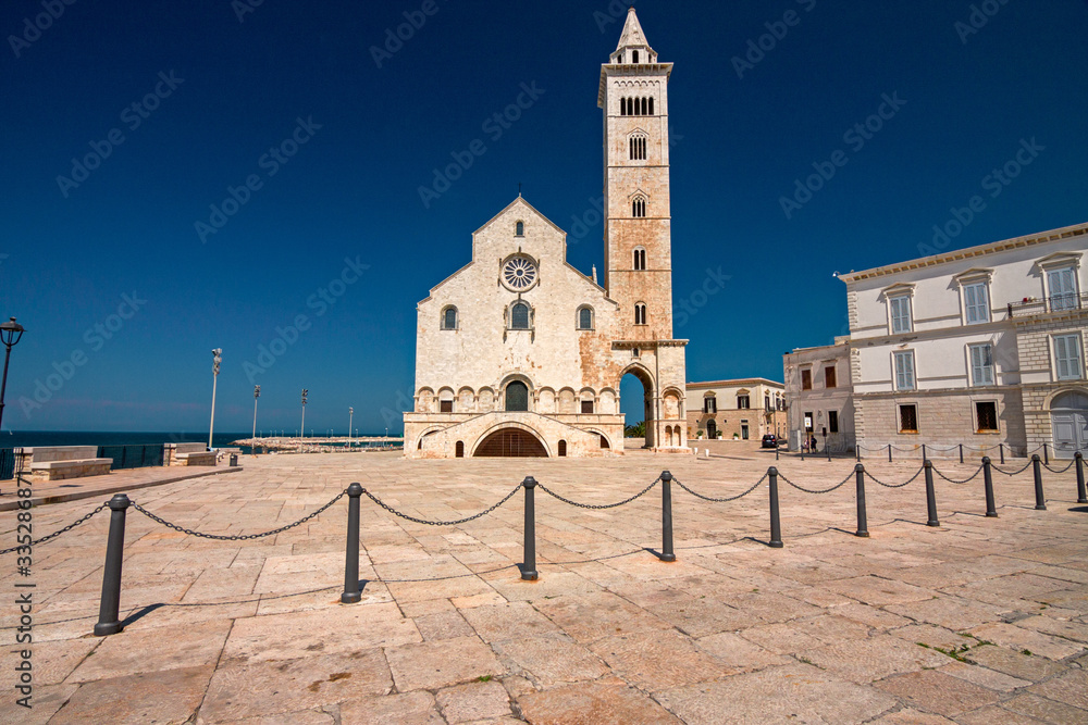 Panoramic view of the Romanesque cathedral of Trani in Puglia, Italy.